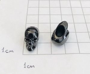 Наконечник-украшение для шнурка "Череп". Черный никель