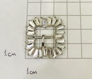 Пряжка. Никель + стразы (12 мм)