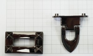 Замок для сумки. Черный никель 41х23 мм